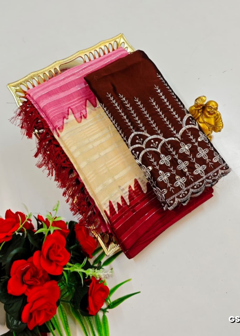 GEORGETTE FANCY SOFT SILK SAREES WITH BLOUSE MODERN FANCY ITEM SAREES - MULTI COLOR