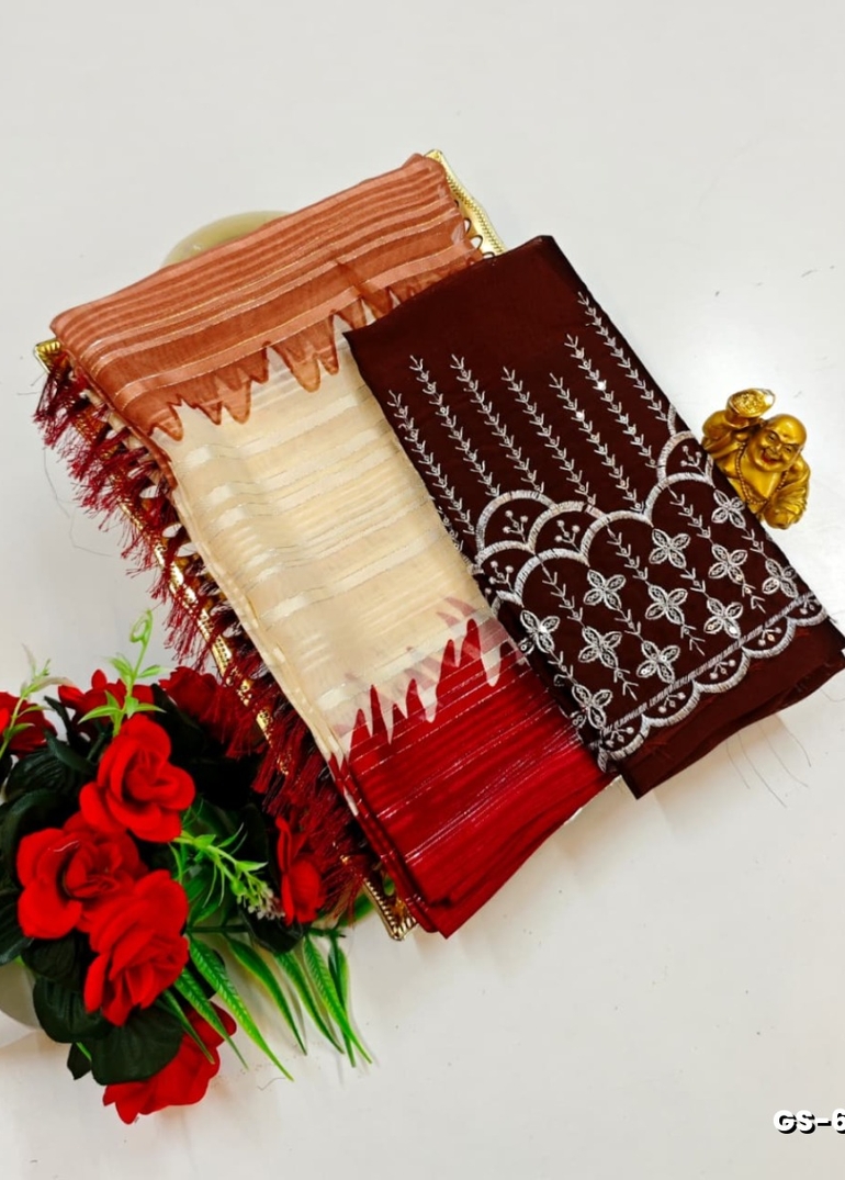 GEORGETTE FANCY SOFT SILK SAREES WITH BLOUSE MODERN FANCY ITEM SAREES - MULTI COLOR (1)