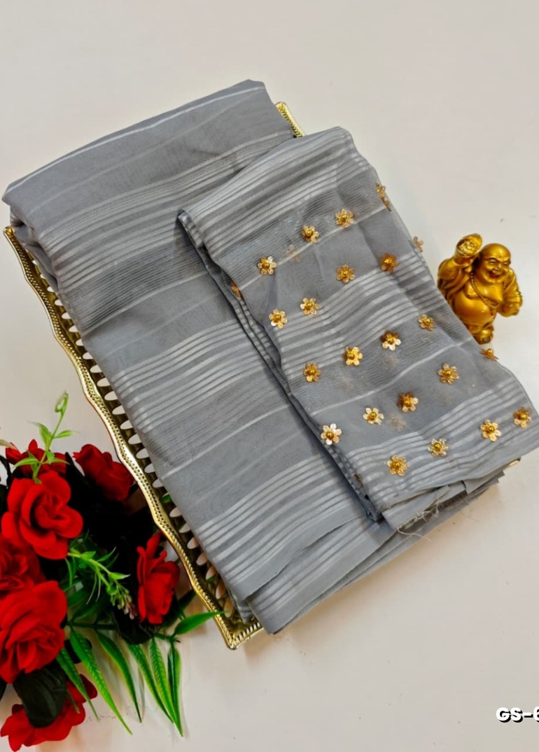 GEORGETTE FANCY SOFT SILK SAREES WITH BLOUSE MODERN FANCY ITEM SAREES - AS COLOR (2)