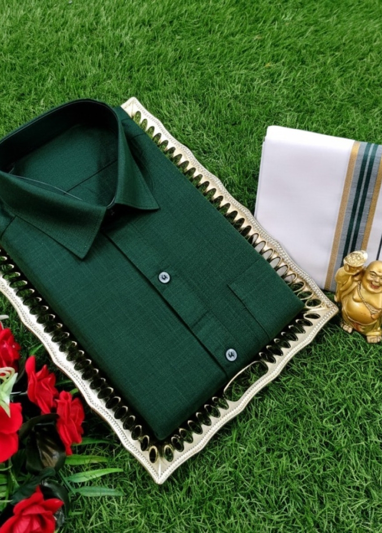 Traditional men  dhoti shirt  trending collection - BOTTLE GREEN