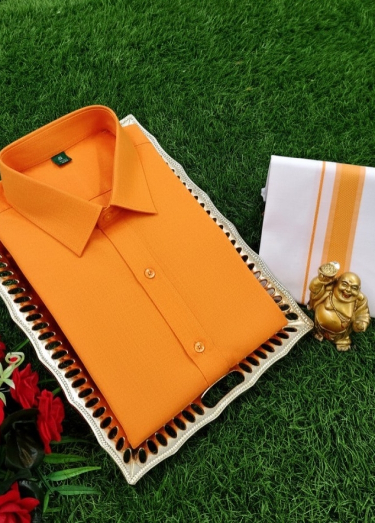 Traditional men  dhoti shirt  trending collection - ORANGE (1)