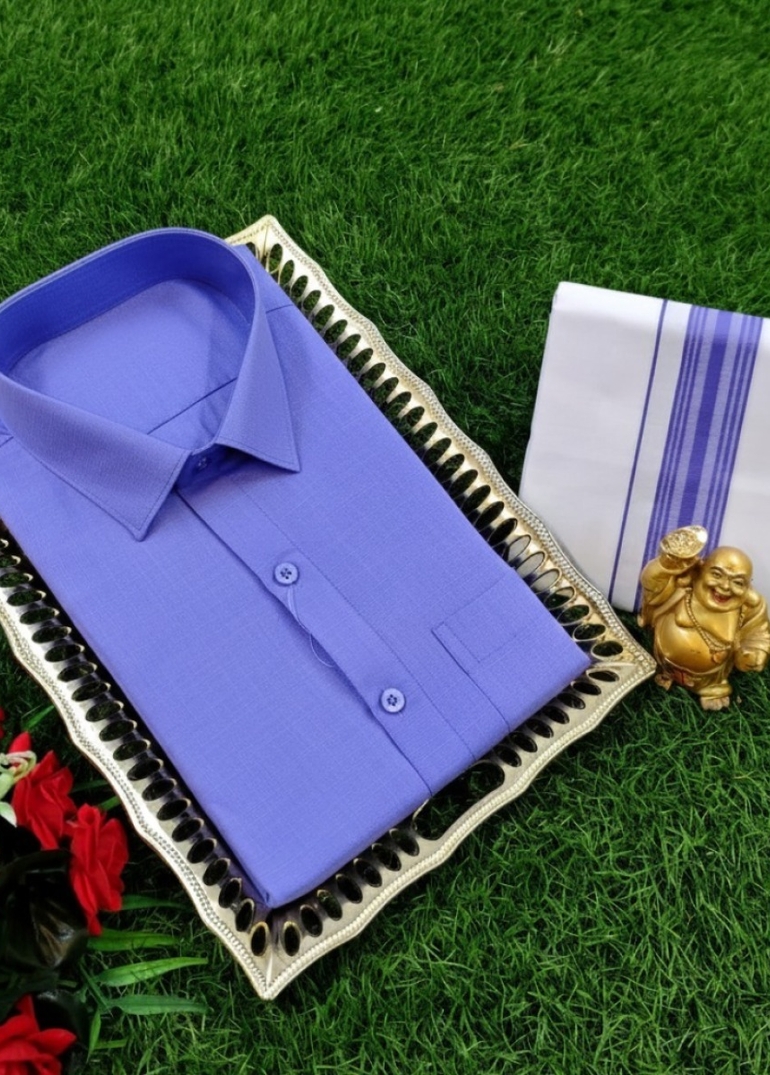 Traditional men  dhoti shirt  trending collection - LIGHT BLUE N (1)