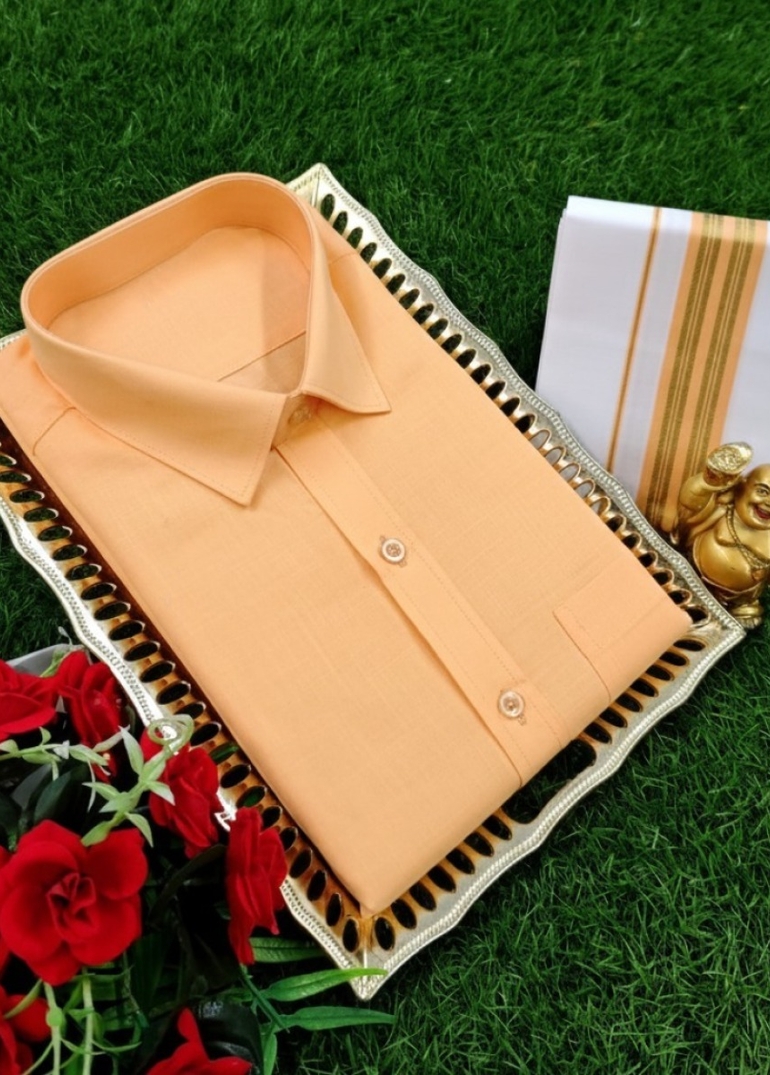 Traditional men  dhoti shirt  trending collection - LIGHT ORANGE