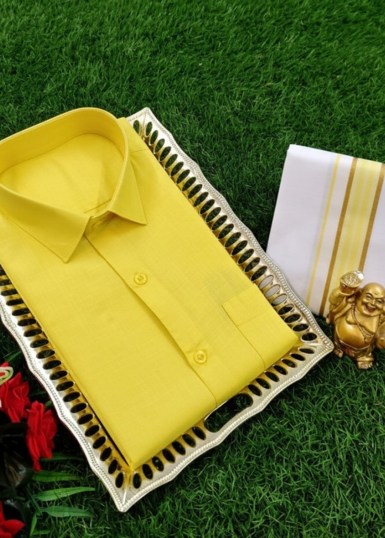 Traditional men  dhoti shirt  trending collection - YELLOW