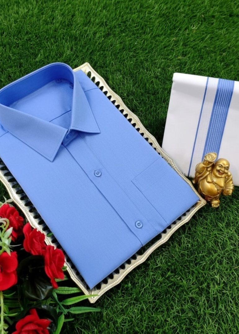 Traditional men  dhoti shirt  trending collection - BLUE COLOUR (1)
