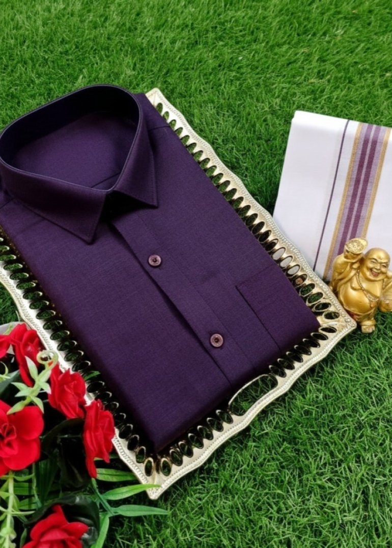 Traditional men  dhoti shirt  trending collection - PLUM COLOUR