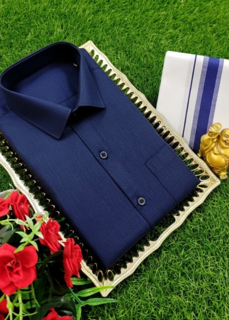 Traditional men  dhoti shirt  trending collection - PEACKOK BLUE