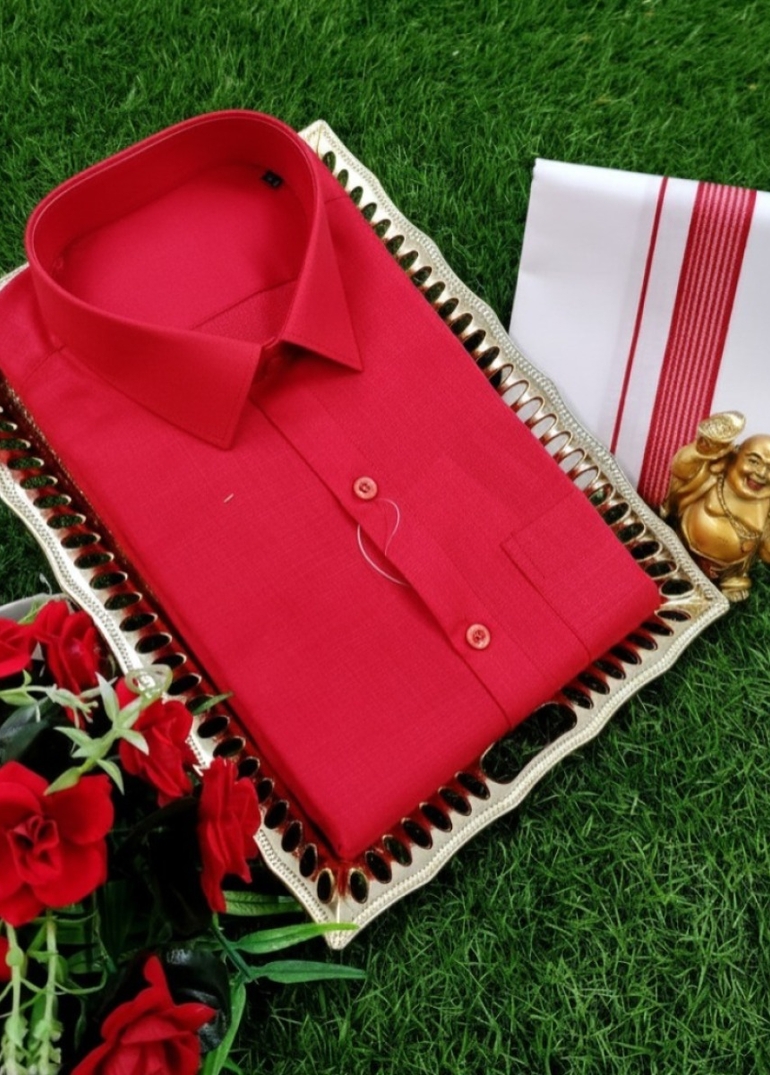 Traditional men  dhoti shirt  trending collection - TOMATO COLOUR