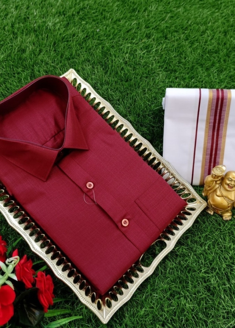 Traditional men  dhoti shirt  trending collection - MAROON COLOR (1)