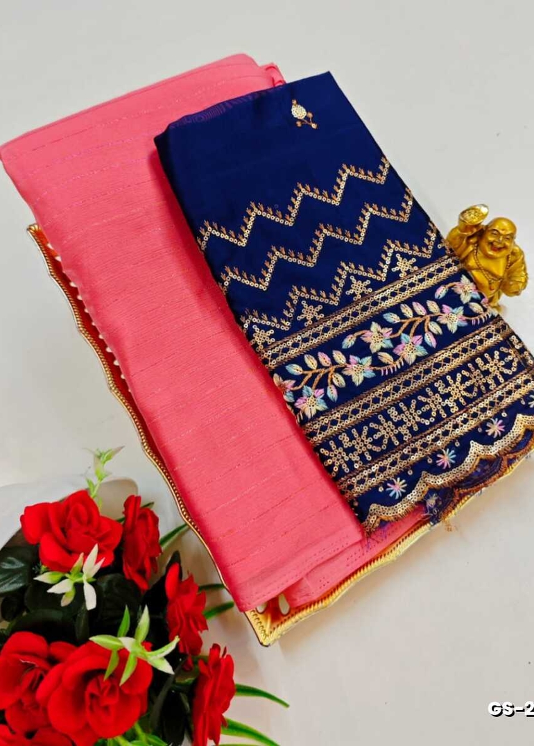 GEORGETTE FANCY SOFT SILK SAREES WITH BLOUSE MODERN FANCY ITEM SAREES - LIGHT PINK (2)