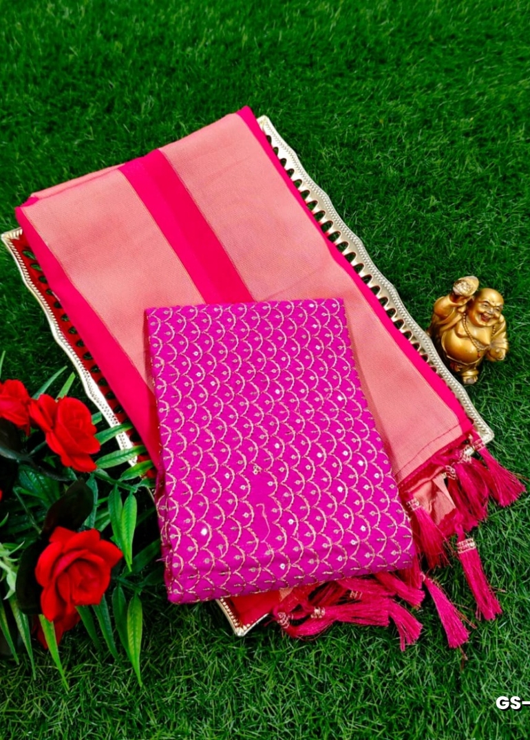GEORGETTE FANCY SOFT SILK SAREES WITH BLOUSE MODERN FANCY ITEM SAREES - CORAL COLOUR (3)