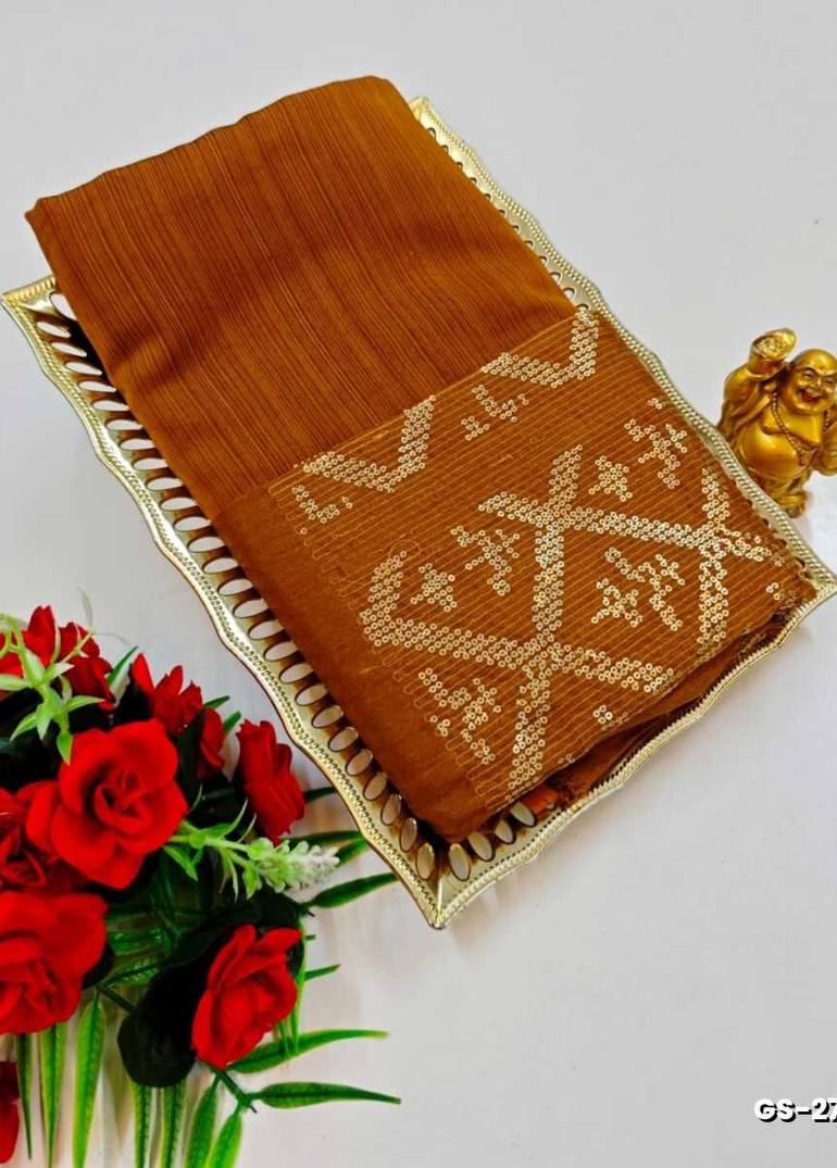 GEORGETTE FANCY SOFT SILK SAREES WITH BLOUSE MODERN FANCY ITEM SAREES - VENTHAYA COLOUR