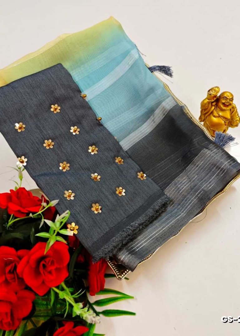 GEORGETTE FANCY SOFT SILK SAREES WITH BLOUSE MODERN FANCY ITEM SAREES - MIXED ALL COLOR