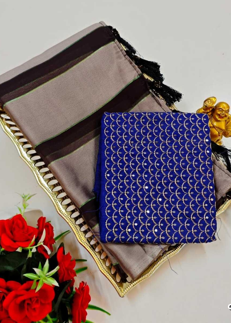 GEORGETTE FANCY SOFT SILK SAREES WITH BLOUSE MODERN FANCY ITEM SAREES - COFEE BROWN (2)
