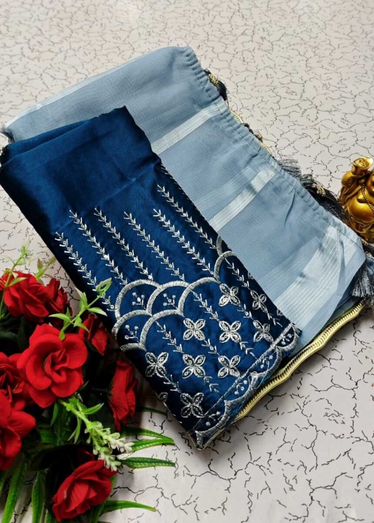 GEORGETTE FANCY SOFT SILK SAREES WITH BLOUSE MODERN FANCY ITEM SAREES - AS COLOR (6)