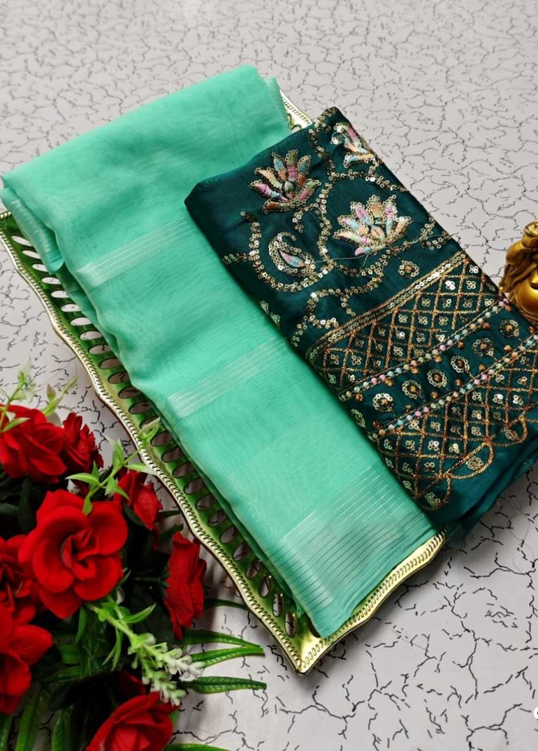 GEORGETTE FANCY SOFT SILK SAREES WITH BLOUSE MODERN FANCY ITEM SAREES - REXONA (1)