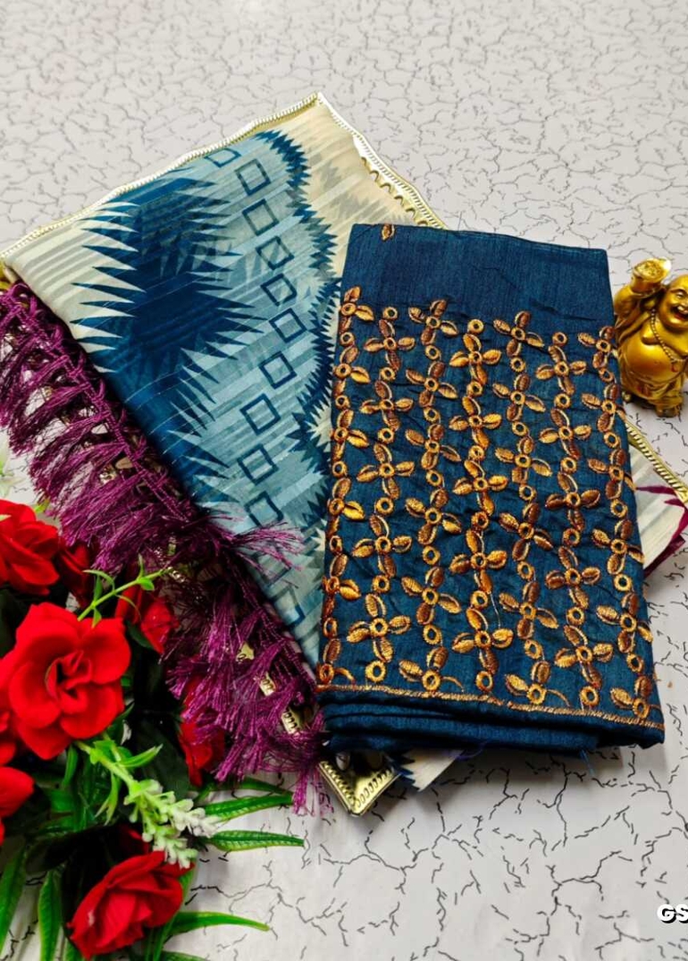 GEORGETTE FANCY SOFT SILK SAREES WITH BLOUSE MODERN FANCY ITEM SAREES - MIXED ALL COLOR (1)