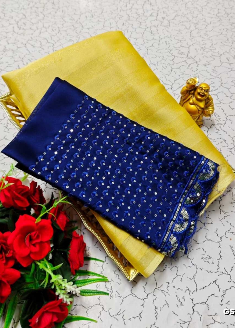 GEORGETTE FANCY SOFT SILK SAREES WITH BLOUSE MODERN FANCY ITEM SAREES - LIGHT YELLOW (6)