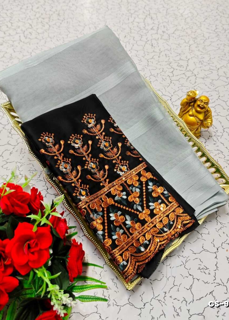 GEORGETTE FANCY SOFT SILK SAREES WITH BLOUSE MODERN FANCY ITEM SAREES - AS COLOR (7)