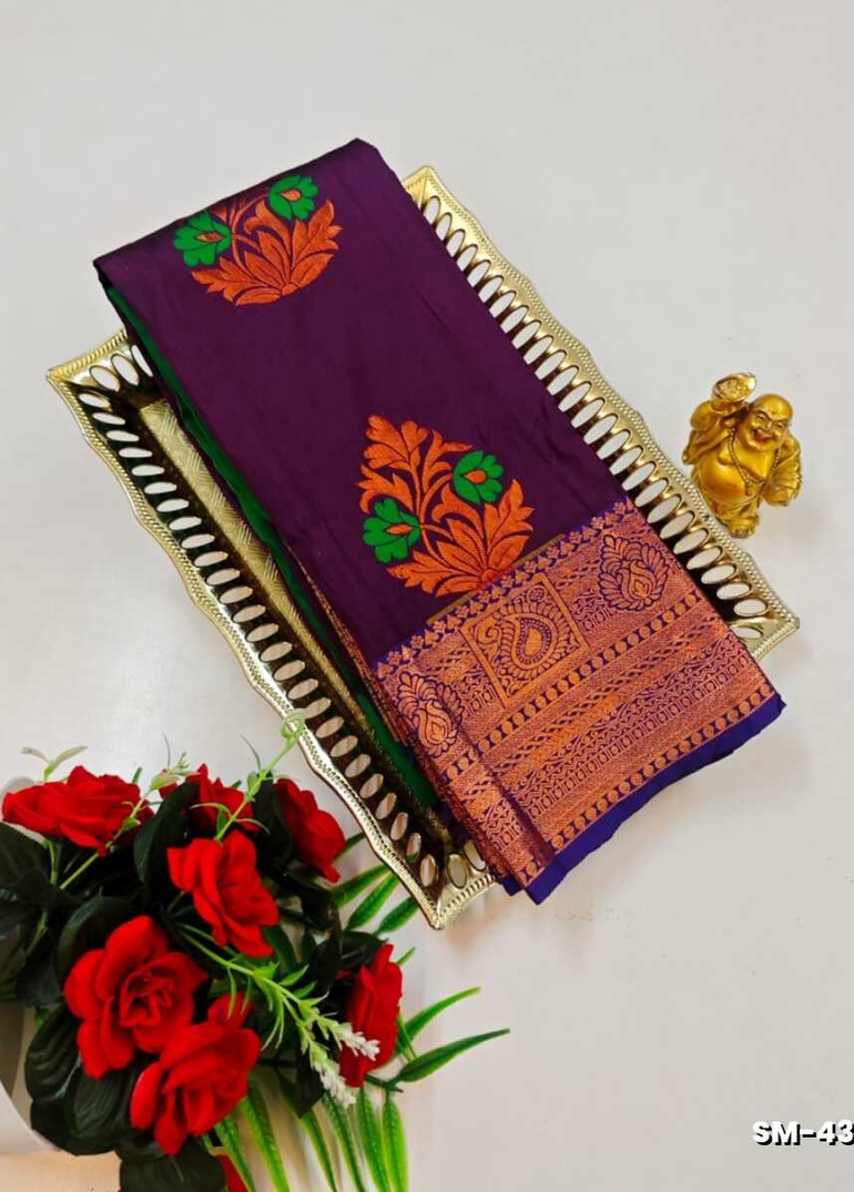 A modern take on the multi-colored nature of the meena zari work sarees - WINE COLOUR