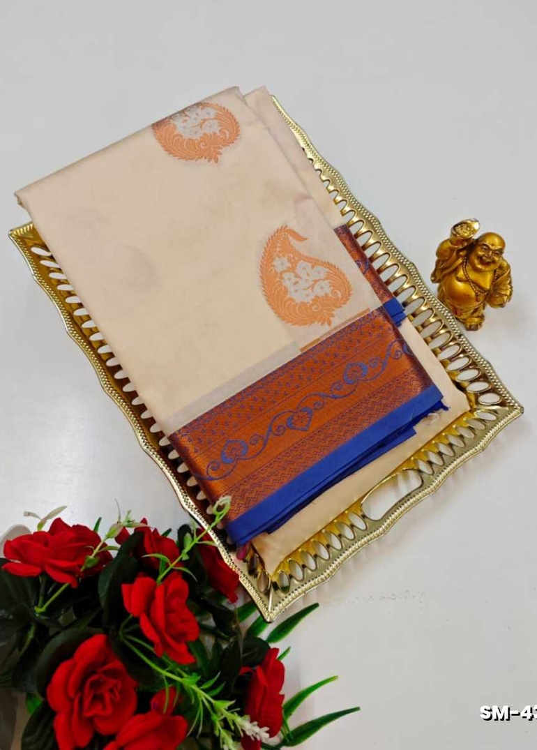 A modern take on the multi-colored nature of the meena zari work sarees - BEIGE COLOUR