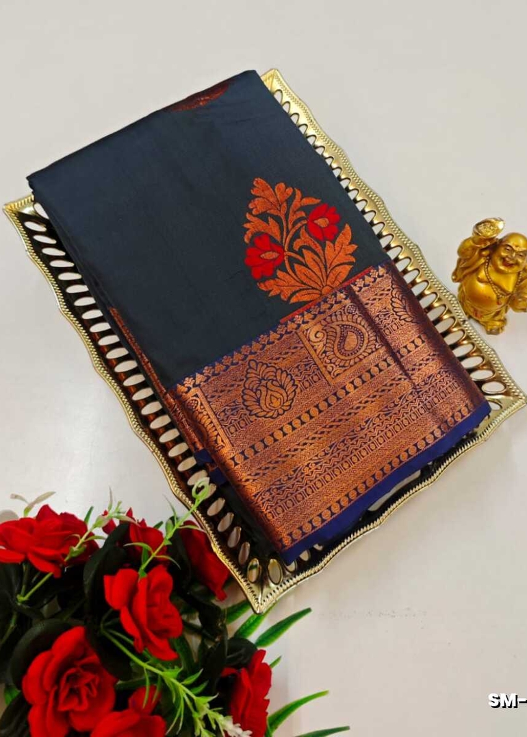 A modern take on the multi-colored nature of the meena zari work sarees - BLACK