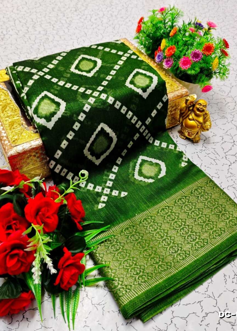 Dailywear cotton sarees premium look lightweight comfortable wear - MEHENDHI GREEN