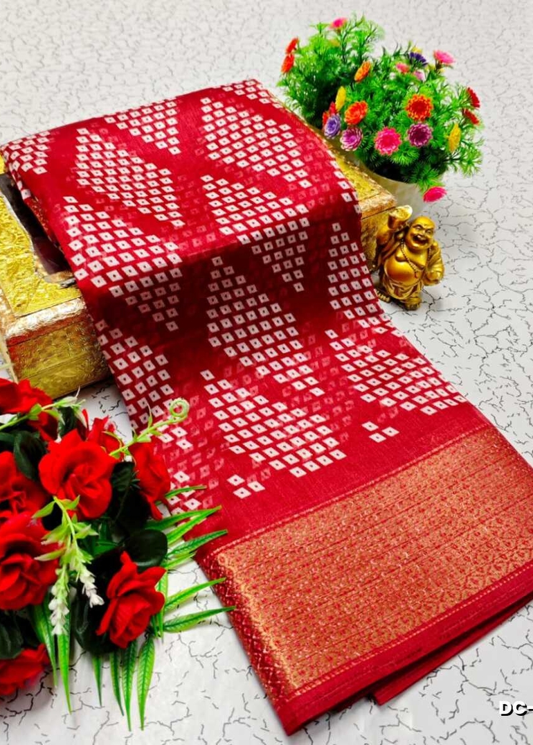 Dailywear cotton sarees premium look lightweight comfortable wear - MAROON COLOR