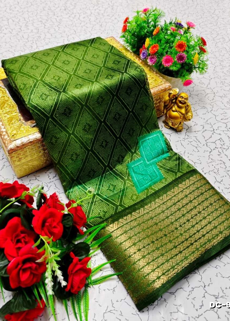 Dailywear cotton sarees premium look lightweight comfortable wear - OLIVE GREEN