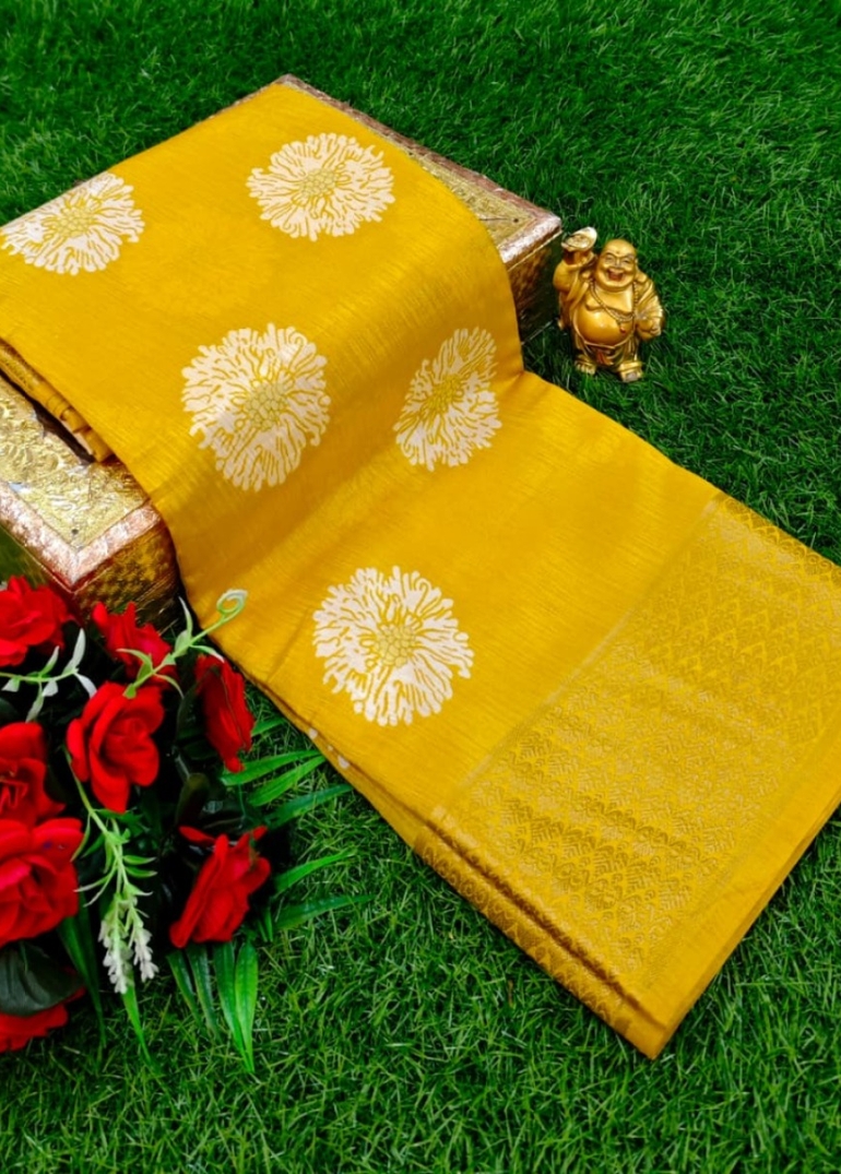 Dailywear cotton sarees premium look lightweight comfortable wear - GOLD COLOUR