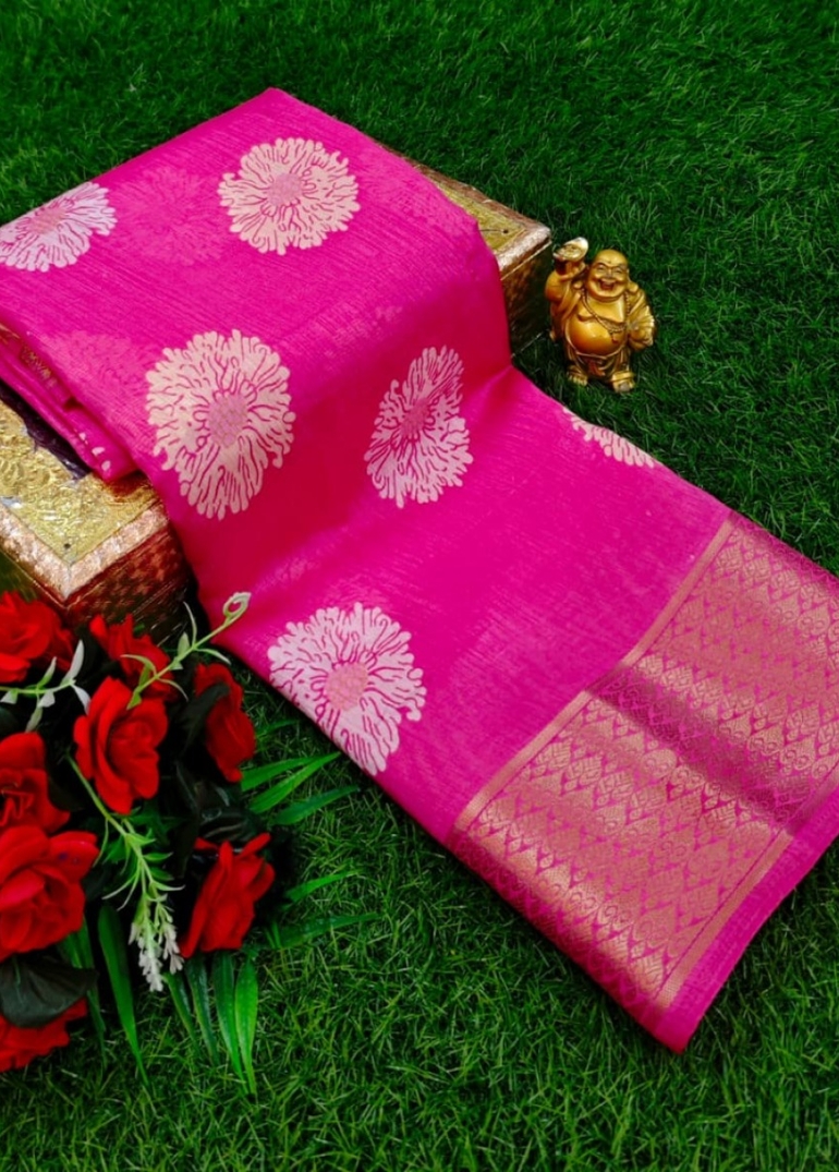 Dailywear cotton sarees premium look lightweight comfortable wear - LIGHT PINK