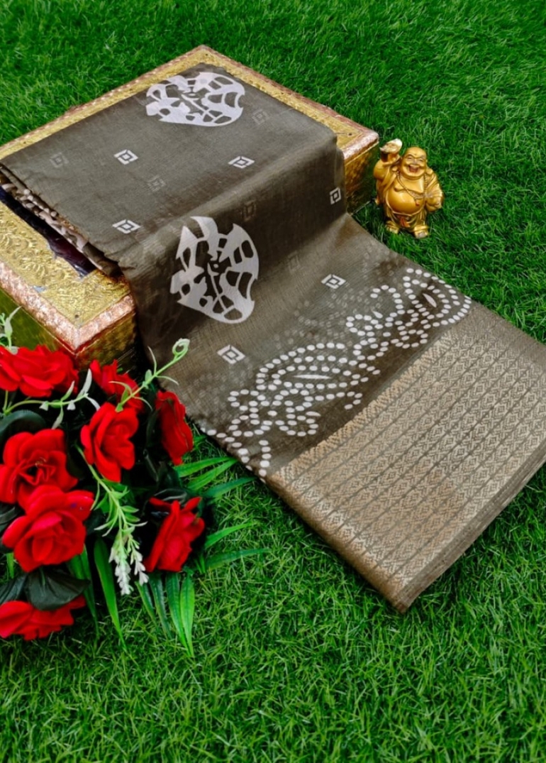Dailywear cotton sarees premium look lightweight comfortable wear - BROWN
