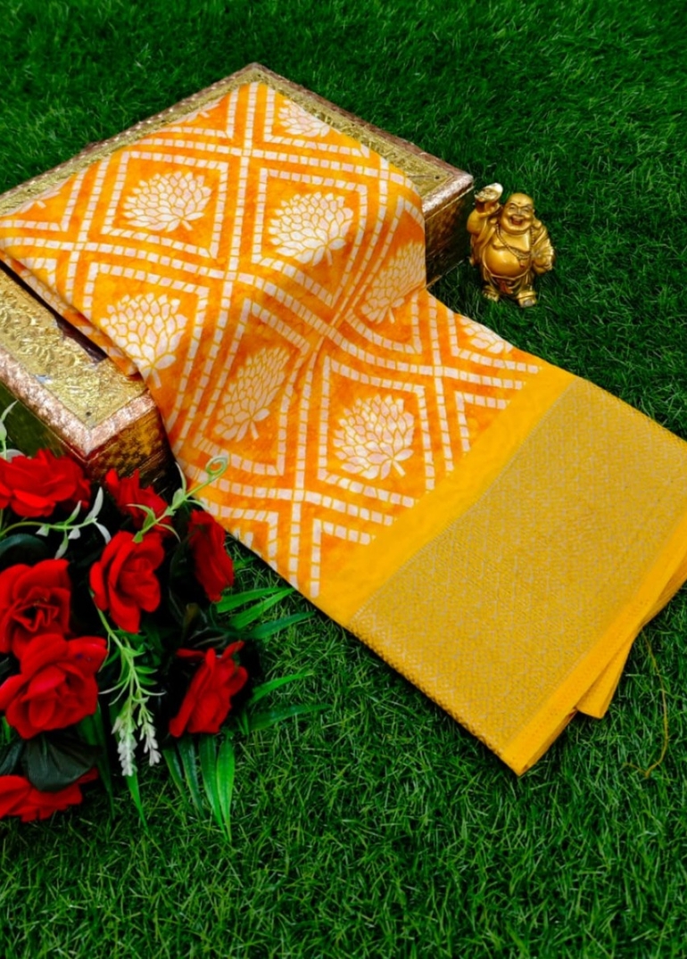 Dailywear cotton sarees premium look lightweight comfortable wear - YELLOW COLOR (1)