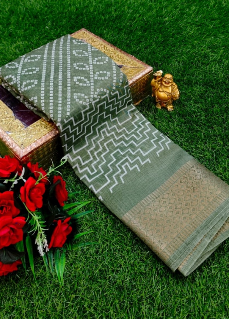 Dailywear cotton sarees premium look lightweight comfortable wear - LIGHT GREEN