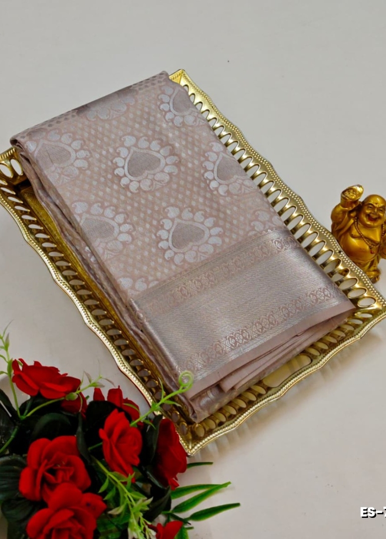 Bridal silk gold silvar and copper zari weave and wedding art silk sarees - CHOCOLATE COLOR (8)