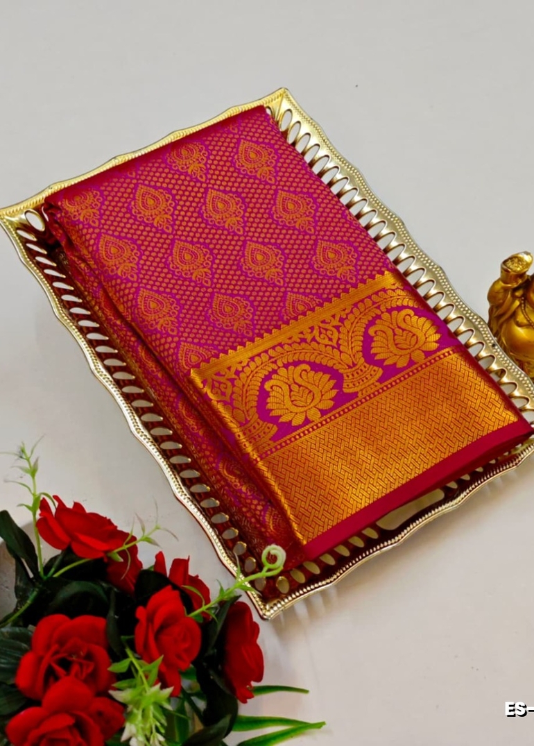 Bridal silk gold silvar and copper zari weave and wedding art silk sarees - VADAMALLI (6)