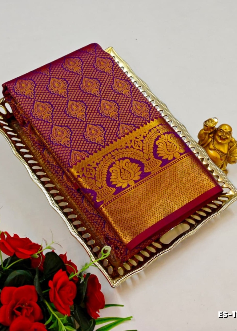 BRIDAL SILK GOLD SILVAR AND COPPER ZARI WEAVE AND WEDDING ART SILK SAREES - VADAMALLI (7)