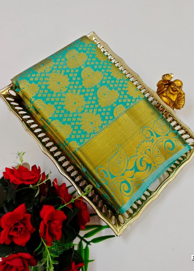 BRIDAL SILK GOLD SILVAR AND COPPER ZARI WEAVE AND WEDDING ART SILK SAREES - REXONA (2)