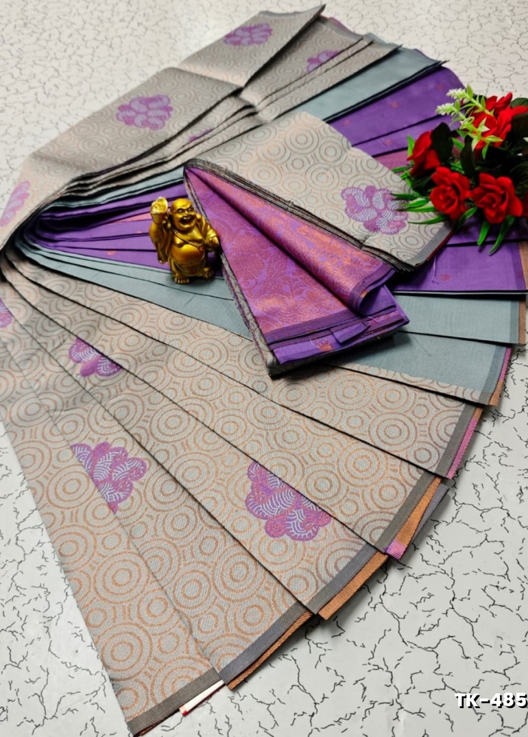 Kubera borderless elite bridal rapier fancy light weight silk type sarees function wear - LIGHT LAVENDER