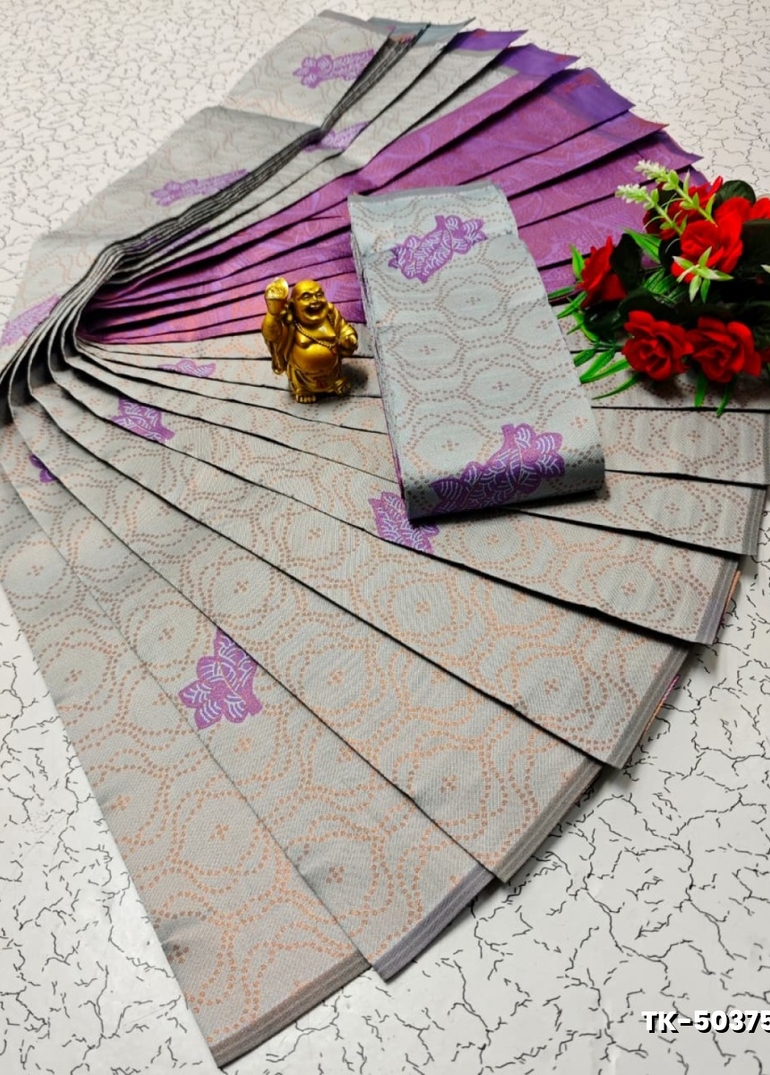 Kubera borderless elite bridal rapier fancy light weight silk type sarees function wear - LIGHT LAVENDER (1)