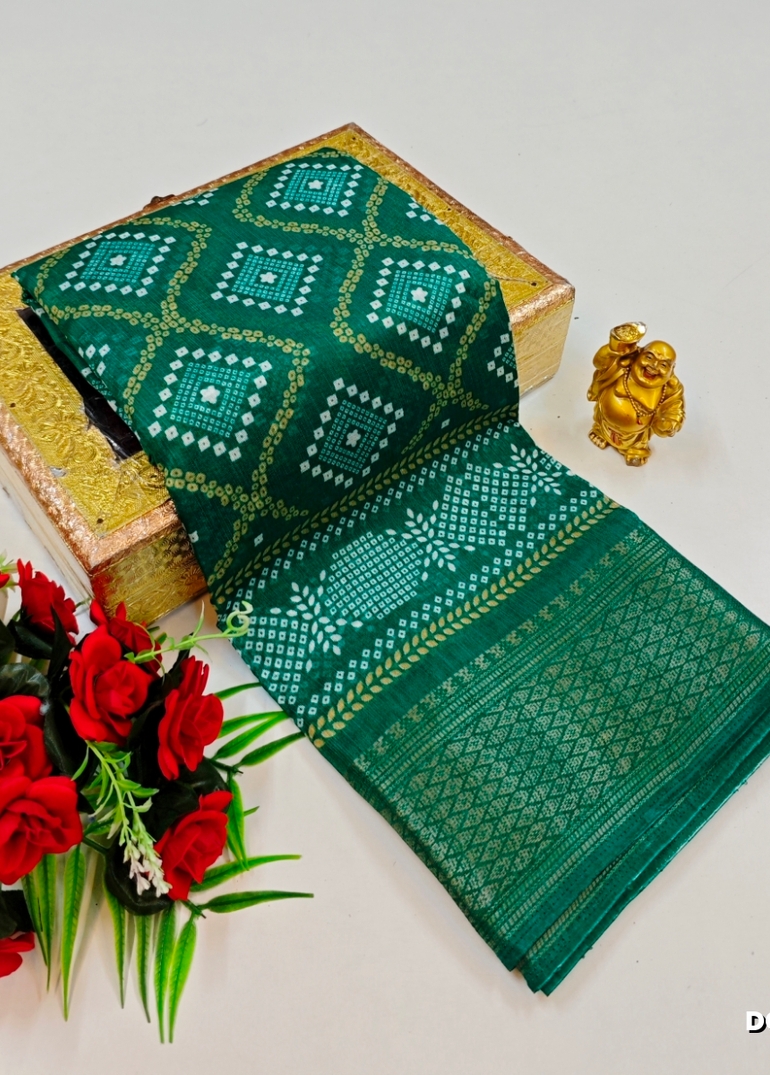 Dailywear cotton sarees premium look lightweight comfortable wear - TEAL COLOUR