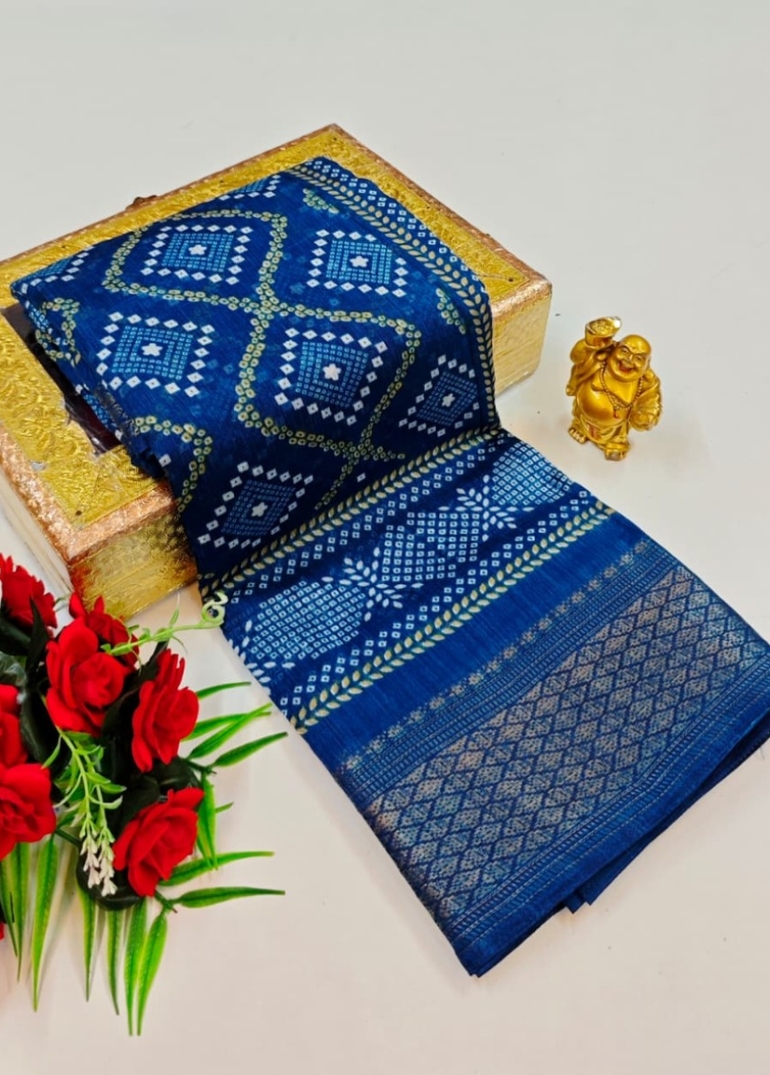 Dailywear cotton sarees premium look lightweight comfortable wear - BLUE COLOUR (1)