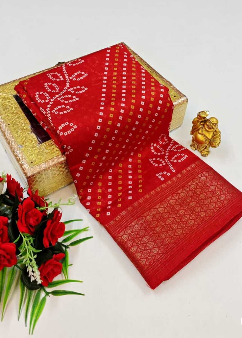 Dailywear cotton sarees premium look lightweight comfortable wear - RED (1)