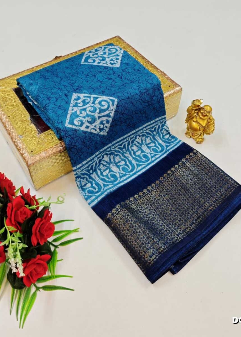 Dailywear cotton sarees premium look lightweight comfortable wear - BLUE COLOUR (2)