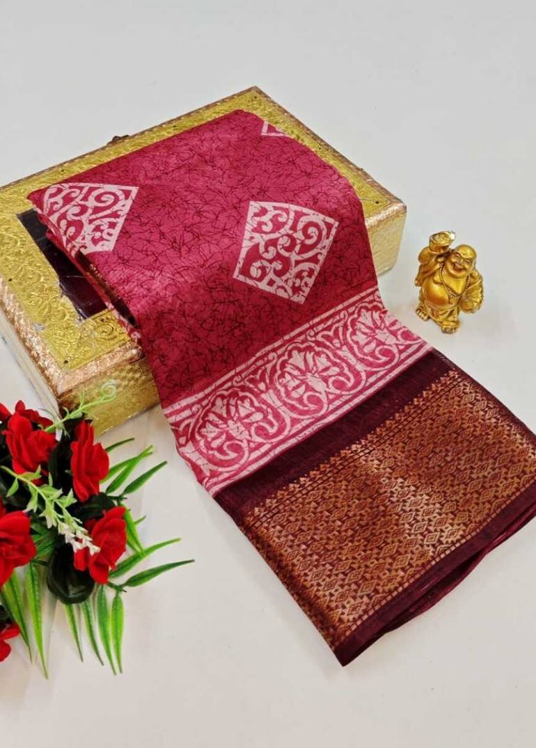 Dailywear cotton sarees premium look lightweight comfortable wear - LIGHT PINK (1)