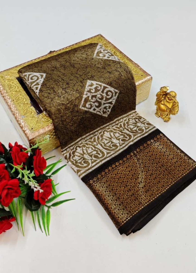 Dailywear cotton sarees premium look lightweight comfortable wear - BROWN (1)