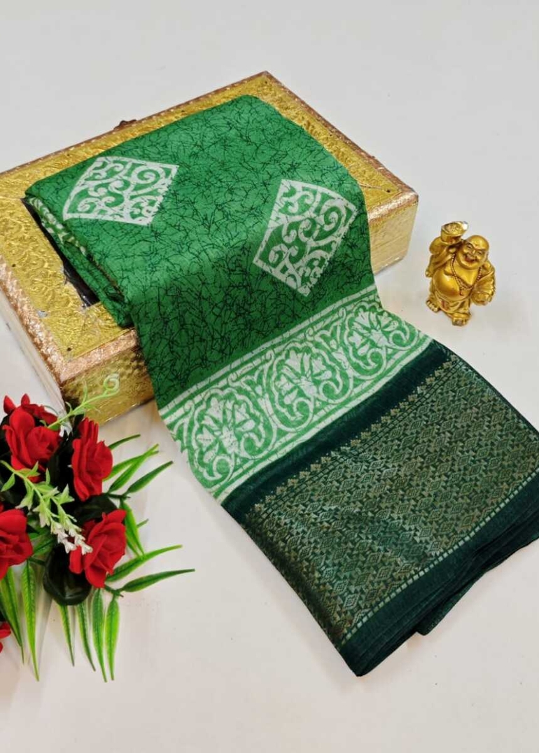 Dailywear cotton sarees premium look lightweight comfortable wear - EMERALD COLOUR