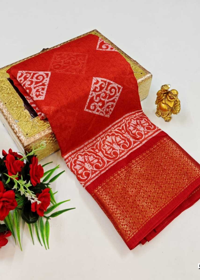 Dailywear cotton sarees premium look lightweight comfortable wear - PEACH