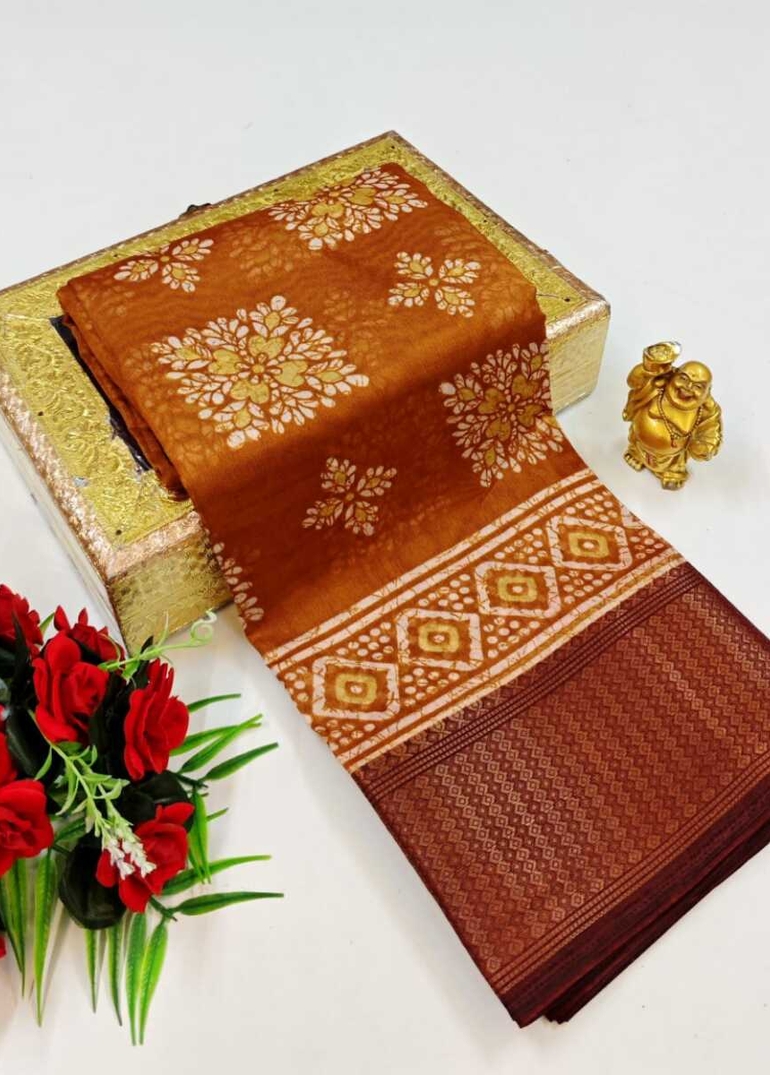 Dailywear cotton sarees premium look lightweight comfortable wear - BRONCE COLOUR (2)