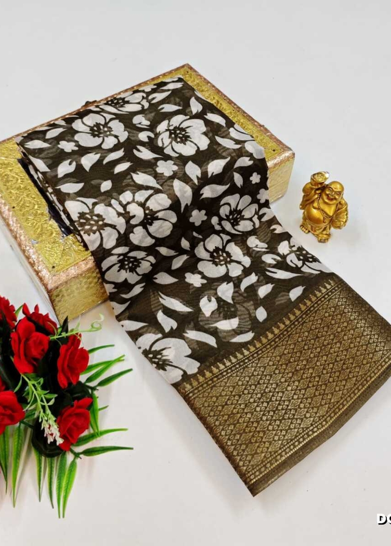 Dailywear cotton sarees premium look lightweight comfortable wear - BROWN (2)